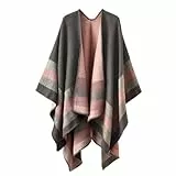 Colornival Poncho Élégant Femme Hiver - Châle Chaud Réversible Cape Écharpe - Automne Cadeau de Noël