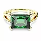 Swarovski Bague cocktail Matrix, Taille rectangulaire, Verte, Placage de ton or