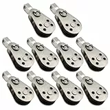 Lot de 10 poulies de gréement en acier inoxydable avec roue en nylon de qualité marine, système de poulie à roue unique avec réas en nylon pour bateau à voile (304)