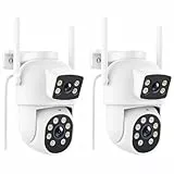 Reobiux 3K Camera Surveillance WiFi Exterieure, PTZ 360° Caméra IP Extérieure avec Double Objectif, Vision Nocturne Couleur, Détection Humaine, Audio Bidirectionnel, Suivi Intelligent, IP66 (2 PCS)
