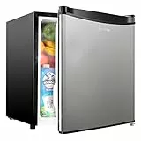 Upstreman 46L Mini Frigo avec Congélateur, Thermostat Réglable, Petit Frigo d'Économie d'Énergie, Silencieux, Mini Réfrigérateur à une Porte pour Dortoir, Bureau, Acier Inoxydable-FR17