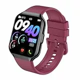 QCOQ Montre Connectée Femme Homme, 112 Modes Sportifs, 1,96' Full Touch Smartwatch, Rouge-Noir