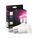 Philips Hue White & Color Ambiance, ampoule LED connectée E27,Equivalent 75W, 1100 lumen, Compatible Bluetooth, Pack de 2, fonctionne avec Alexa, Google Assistant et Apple Homekit