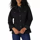 Amazon Essentials Veste en Sergé de Coton d’Épaisseur Moyenne, Coupe Décontractée, Épaules Tombantes Femme, Noir, M