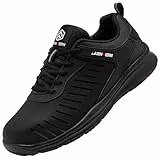 LARNMERN Chaussures de Sécurité Hommes Femme Imperméables Baskets de Sécurité Embout en Acier Réfléchissant Chaussure de Travail Légere Respirant(Noir B,42.5EU)