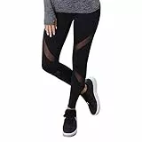 Libella Legging pour Femme Pantalon de Course à Pied avec empiècements en Mesh Fitness Yoga Pantalon de Sport 4107 Noir S/M