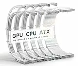 AsiaHorse Update 16AWG PSU Extension de câble, Kit de câbles gainés PC pour GPU/CPU, Rallonges de câble d'alimentation avec Peignes de câble, 24PIN/(6+2) PIN/(4+4) PIN, 30CM, Blanc Pur