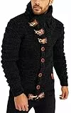 Leif Nelson LN5585 Cardigan en tricot pour homme, Schwarz Anthrazit, L