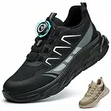 BAXIWUY Chaussures de Sécurité Hommes Légère Basket Securite Femme Chaussures de Travail Embout en Acier Respirantes Antidérapante Chaussures de Sécurit, Noir, 42 EU