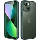 JETech Coque Mat pour iPhone 13 6,1 Pouces, Protection Antichoc Qualité Militaire, Étui Housse Arrière Translucide Givrée, Anti-Empreintes Digitales (Vert Foncé)