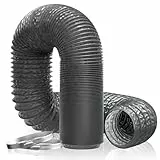 Hon&Guan Conduit d'air Flexible Tuyau de Ventilation 125 mm x 5 m en Feuille d'aluminium et PVC pour Chauffage et Climatisation, Seche Linge, Ventilateur Extracteur Air (Ø125mm, 5 Mètres, Gris)