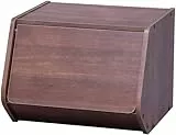 Iris Ohyama, Etagère, Boîte de rangement en bois, Meuble d'appoint, 1 porte rabattable, Polyvalent, Empilables, STB-400D, Marron