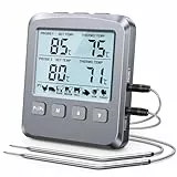 CIRYCASE Double Sonde Thermometre Cuisine Numérique, [Grand Écran LCD] Thermometre Cuisson avec Alarme, Lecture Rapide, Facile à Utiliser, Thermomètre Barbecue Viande pour Grill Fumoir Patisserie Four