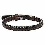 Fossil Bracelet réglable en cuir ou en acier inoxydable pour homme