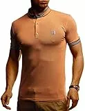 Leif Nelson Polo d'été à manches courtes pour homme - Polo décontracté en coton - Polo pour homme, camel, M