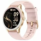 TOOBUR Montre Connectée Femme Ronde, Tendance Running Podomètre, 100+ Modes Sportives, Montre Connectée Santé/Cardio/Sommeil, Smartwatch Compatible Android/iOS, Répondre Appels, Étanche IP68, Rose