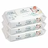 BIOLANE - Lingettes bébé visage et mains - Lot de 3 paquets - 192Lingettes(3x64) - Nettoie et protège - Toilette - Peaux Sensibles - 97% d'ingrédients naturels