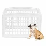 Iris Ohyama, Parc pour Chien Intérieur, Extérieur avec 4 Panneaux & Porte Verrouillable, H60cm, Gris, Cage, Enclos, Cloture pour Chiens, Chiot, Chat, Lapin, Animaux de Compagnie, Plastique, CI-604E