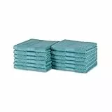 Amazon Basics Lot de 12 Gant de Toilette en Coton résistantes à la décoloration, 30 x 30 cm, Sarcelle
