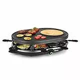 Tristar Raclette Multifonction, Pour 8 Personnes, Plaque 43 x 30 cm pour Grillades, Crêpes et Pierre à Cuire, Thermostat Réglable, Facile à Nettoyer, 1200 W, RA-2996