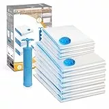 VOUNOT® Lot de 9 Housses de Rangement avec Pompe Sacs de Compression Réutilisables pour Vêtements et Couettes 1 Pompe de Voyage