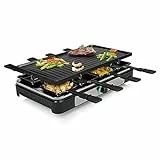 Tristar Raclette - 8 personnes - Surface de cuisson 42 x 23 cm - Thermostat réglable avec anneau lumineux - 1400 W - Noir - RA-2746