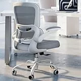 TRALT Chaise de bureau ergonomique avec soutien lombaire réglable, chaise d'ordinateur en maille, chaises de bureau pour la maison, le bureau, soutien lombaire confortable (blanc)