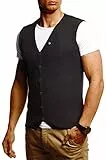 Leif Nelson LN1855 Gilet pour homme, pour loisirs, affaires, fête, mariage, sous veste en maille fine, gilet en tricot, t-shirt à manches courtes, noir, taille S, Noir