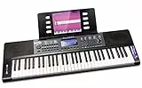 RockJam Clavier de piano 61 touches avec Pitch Bend, alimentation, support de partition, autocollants pour notes de piano et leçons Simply Piano