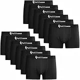 Fullluwaa Boxers (Lot de 12) Homme Coton Slip Fitted Trunk Caleçons,M,Noir x 12