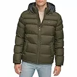Tommy Hilfiger Doudoune à capuche pour homme en duvet synthétique, tailles standard et grandes tailles, vert olive, Large