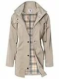 SaphiRose PONCHO Veste de Pluie Longue pour Femme Manteau à Capuche Coupe-Vent Imperméable d'Extérieur Kaki XL