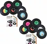 Dr.JIEER Lot de 12 Dessous de Verre rétro pour CD Noir,sous Verre, Dessous de Verre,Dessous Verre