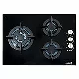 Plaque de Cuisson à gaz Cristal CATA CCI 5003 BK. Design élégant 3 brûleurs à gaz Haute Performance. Allumage Automatique. Polyvalence Puissance 59 cm 6,25kW.