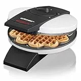 Cloer 1621 Gaufrier pour gaufres en forme de cœur, 930 W, taille de gaufre 15,5 cm, degré de brunissement infiniment variable, métal, blanc