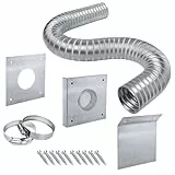 Desiumite Kit d'admission d'air frais pour poêle à granulés - 5,1 cm - Kit extérieur avec tuyau en aluminium - Plaque murale - Pare-pluie pour une meilleure circulation de l'air et une meilleure