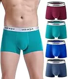 wirarpa Boxer Homme Lot de 4 Coton Boxers Caleçon pour Hommes Fitted Trunk sous-vêtement Stretch Slip Culotte- Multicolore, Taille M