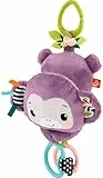 Fisher-Price Jouet pour poussette Sing & Go Singe violet en peluche sensorielle avec plis et claquements pour nouveau-nés dès la naissance +