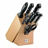 ZWILLING 31665-000-0 Bloc de couteaux 9-pcs TWIN Gourmet, Bois Clair, 9 pièces