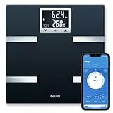 Beurer BF 720 Balance de diagnostic avec connexion Bluetooth(R)avec APP, détermination du poids corporel, de la graisse corporelle, du pourcentage de muscle et des besoins caloriques AMR/BMR, noir