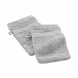 Douceur d'Intérieur, 2 Gants de Toilette (15 x 21 cm) Elegance Perle, 100% Coton Uni