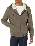 Amazon Essentials Sweat à Capuche avec Fermeture Éclair intégrale et Doublure en Polaire Sherpa Homme, Brun Foncé, XS