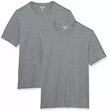 Amazon Essentials T-Shirts Col en v à Manches Courtes Homme, Lot de 2, Gris Chiné, 3XL Grande taille Taille Tall
