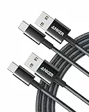 Anker Câble USB C, lot de 2 Cables de Charge USB-A vers USB-C, 331 usb c vers USB 2.0 Double Tressé, en Nylon de Type C, pour iPhone 17/17 Plus/17 Pro/17 ProMax Samsung Galaxy S10+, LG V30(1,8m, Noir)