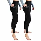 Leafigure Lot de 2 leggings de sport pour femme - Taille haute - Avec poches - Opaques - Pour le sport, le yoga, Lot de 2 - Noir, XXL