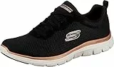 Skechers Femme Flex Appeal 4.0 Brilliant View Basket, Black Mesh Rose Gold Trim, 38 EU