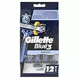 Gillette Blue 3 Smooth Rasoirs Jetables Homme, Pack de 12 Rasoirs [OFFICIEL]