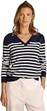 Tommy Hilfiger Femme Pull Jersey V-Neck Pull en Maille, Multicolore (Dark Night Navy/Ivory Petal STP), S