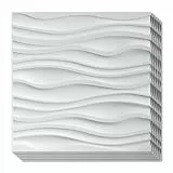 Art3d Lot de 12 Panneau Mural 3D PVC Blanc Mat, Dalle Murale Décorative Salon Chambre Bureau,Motif Vogue,50x50 cm,3m²