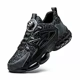 GemChve Chaussures de Sécurité Hommes Femmes Basket Légère Respirante Travail Antidérapante avec Embout en Acier Black 46 EU